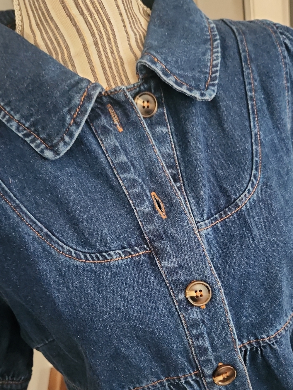 Le Lis Denim Two-Piece Set - Blue Button Front Top & Shorts - Picture 7 of 12